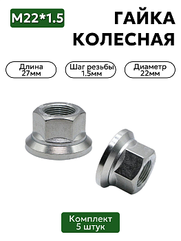 Гайка колесная М22х1,5 Евро 5 шт